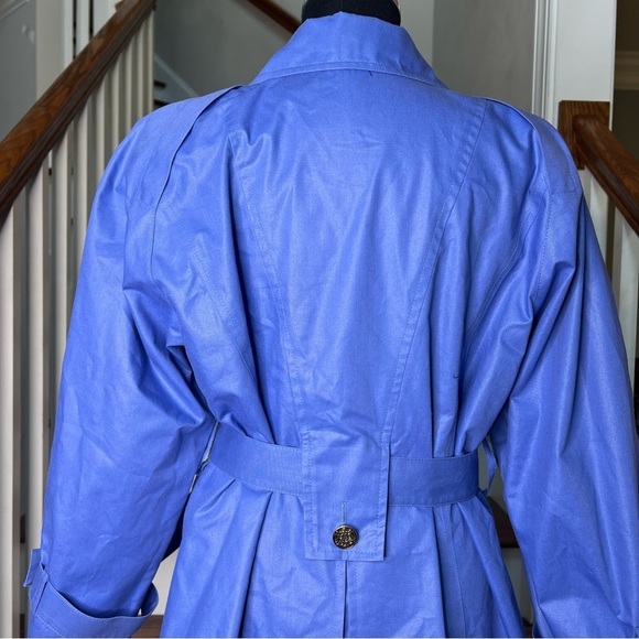 Vintage London Fog Long Belted Trench Coat in Blue Size 12 Made in USA - Picture 3 of 10